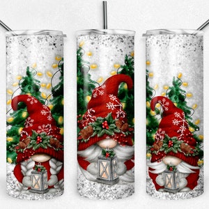 Involucro per tumbler Gnome, involucro per Gnome natalizio, involucro per tumbler skinny da 20 oz, design a sublimazione, download digitale PNG, SOLO DIGITALE istantaneo