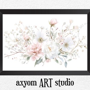 Arte mural de flores de acuarela, delicada impresión de pintura floral, póster de rosas, arte mural para sala de estar, regalo para amantes del arte, impresión estilo galería