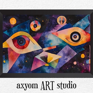 Póster de arte abstracto vibrante, decoración moderna para el hogar, arte mural colorido, regalo para amantes del arte, arte abstracto con un toque melancólico para sala de estar, impresión estilo galería.