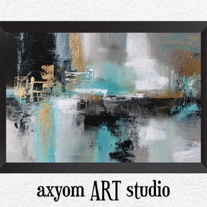 Abstrakte Kunst Poster, Modernes Wohndekor, Türkis Schwarz Metallic Gold Wandkunst, Geschenk für Kunstliebhaber, Wohnzimmer Kunst, Malerei Kunstdruck