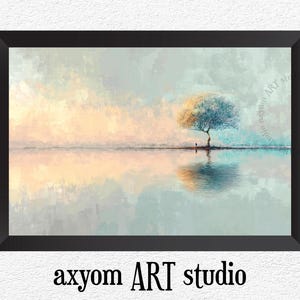Impresión artística en acuarela, póster de arte mural con acuarela serena, regalo para amantes del arte, impresión artística para sala de estar, pintura de naturaleza, impresión estilo galería