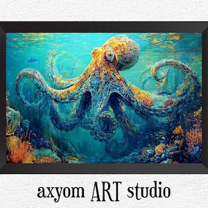 Octopus Wal Art Poster, Nautical Home Decor, Coastal Wall Art, Gift for Art Lovers, Bathroom Art, Octopus Art Print Poster Ocean Life Art