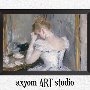 Woman at Mirror Vintage Style Art Poster, Vintage Home Decor, Vintage Wall Art, Gift for Art Lovers, Living Room Art, Oil Painting Art Print
