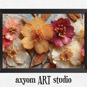 Paper Flowers Wall Art, Autumn Flowers Art Print, Paper Wildflowers Print, Living Room Wall Art, Gift for Art Lovers, Gallery Style Print