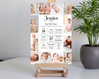 Baby's First Year Milestone Board Template, Editable Photo Sign (Digital Download)