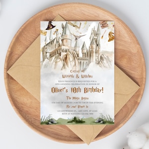 Editable Wizard Birthday Invitation, Magical Birthday Party Invite, Magic School Wizardry Birthday Party Instant Download