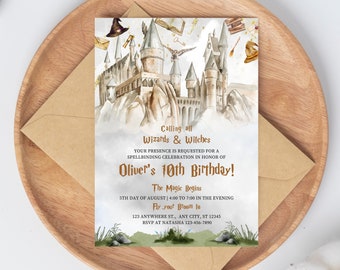 Editable Wizard Birthday Invitation, Magical Birthday Party Invite, Magic School Wizardry Birthday Party Instant Download