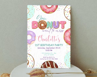 Editable Donut 1st Birthday Invitation, Sweet Celebration (Digital Download)