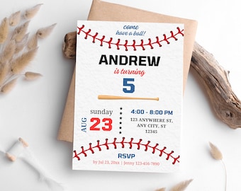 Editable Baseball Birthday Invitation, Game Time Party Invite (Digital Download)