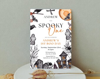 Spooky One Geburtstagseinladung, Halloween-Party (Instant Download)
