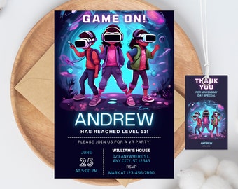 VR Birthday Invitation, Gamer Party Invite (Digital Download)