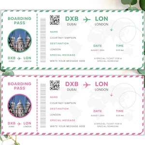 Modello Canva della carta d&#39;imbarco modificabile, viaggio a sorpresa del biglietto aereo stampabile, carta regalo biglietto aereo personalizzabile, carta d&#39;imbarco a sorpresa