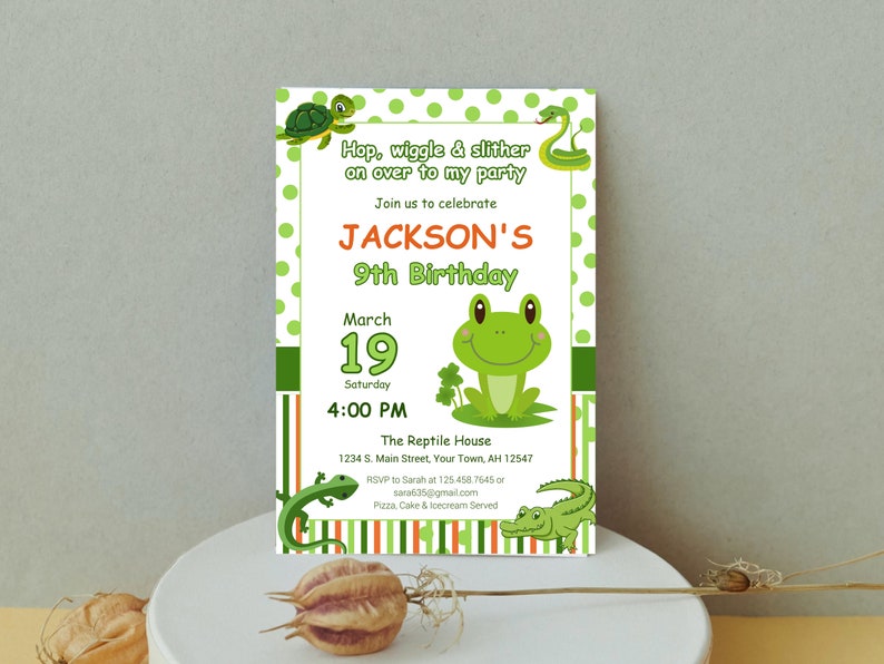 Editable Reptile Birthday Invitation Template, Printable Birthday ...