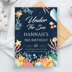 Under The Sea Birthday Invitation Template, Editable Ocean Animals Party Invite, Magical Sea Life Invitation Template, Instant Download