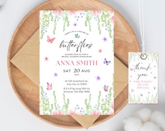 Wildflower Butterfly Bridal Shower Invitation Template (Digital Download)