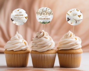 Editable Wizard Cupcake Toppers, Wizard Birthday Party Decor (Digital Download)