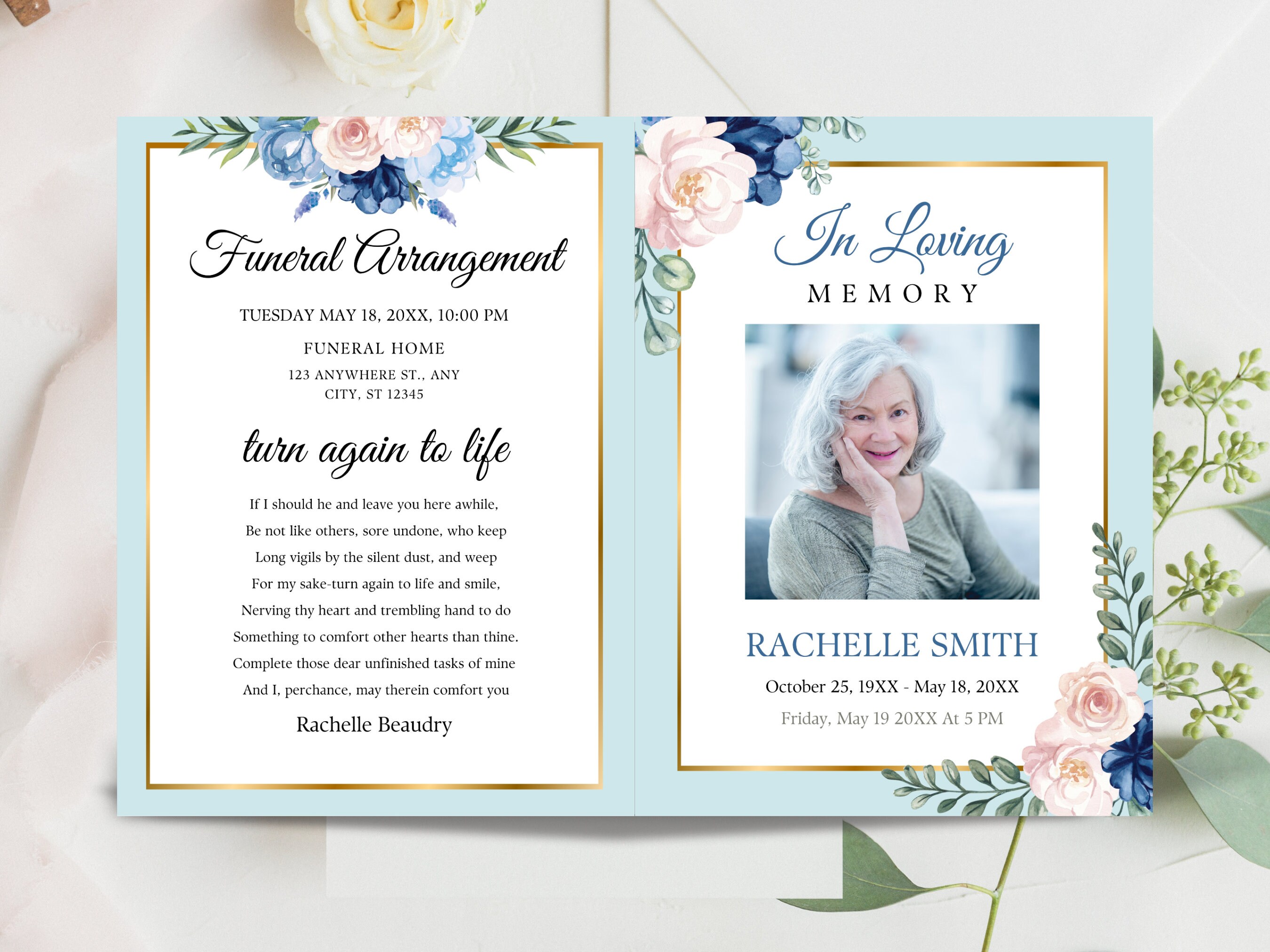 Editable Funeral Program Template Printable Forever in Our Hearts