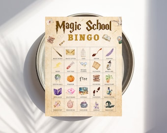 Magic School Bingo, Wizard Birthday Party Game (Instant Download)