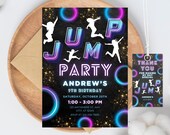 Trampoline Jump Birthday Invitation, Glow Party Template (Digital Download)