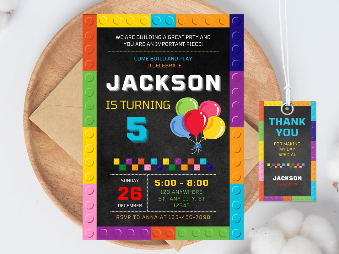 Building Blocks Birthday Invitation, Kids Party (editable Canva ...