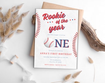 Editable Baseball Birthday Invitation, Game Time Party Invite (Digital Download)