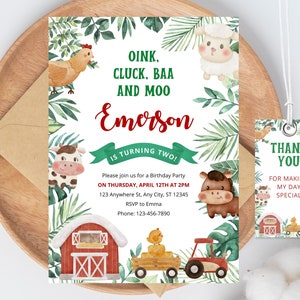 Editable Farm Birthday Invitation, Farm Animals Barnyard Invitation, Ranch Kids Birthday Invite, Barn Animals Party Invitation Template