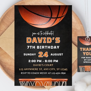 Basketball Birthday Invitation Template Printable, Basketball Birthday Invitation Editable, Boys Birthday Invitation, Corj Template