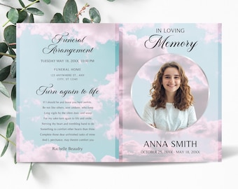 Editable Funeral Program Template, Celebration of Life (Digital Download)