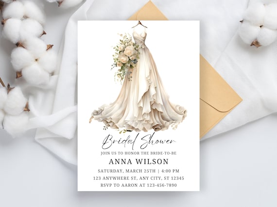 Wedding Dress Bridal Shower Invitation Template (Digital Download)