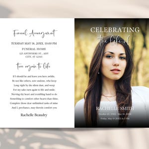 Editable Funeral Program Template, Obituary Template For Women, Bi-Fold Obituary Template, Celebration Of Life Program, Funeral Memorial