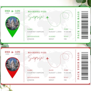 Editable Boarding Pass Canva Template, Printable Airline Ticket Surprise Trip, Customizable Plane Ticket Gift Card, Surprise Trip Canva