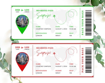 Editable Boarding Pass Canva Template, Surprise Trip Ticket (Digital Download)