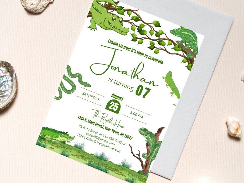 Editable Reptile Birthday Invitation Template, Reptile Birthday Party ...