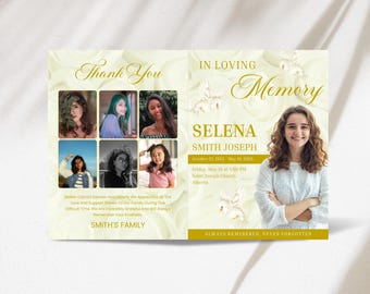 Editable Funeral Program Template, Celebration of Life (Digital Download)