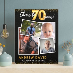 Signos de cumpleaños número 70 para hombres, envejecidos a la perfección, saludos IMPRIMIBLES a 70 años, feliz cumpleaños número 70, signos de cumpleaños dorados