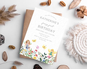 Fairy Princess Birthday Invitation Template, Girls Birthday Party Invite (Digital Download)