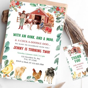 Editable Farm Birthday Invitation, Farm Animals Barnyard Invitation, Ranch Kids Birthday Invite, Barn Animals Party Invitation Template