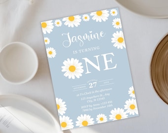 Daisy First Birthday Invitation: Editable Flower Party Invite (Digital Download)