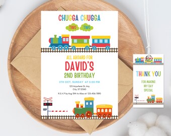 Editable Train 2nd Birthday Invitation Template (Digital Download)