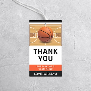 Basketball Birthday Thank you Tag, Basketball Birthday Invitation Editable, Boys Birthday Invitation, Corj Template