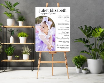 Baby's First Year Milestone Board Template, Editable Photo Sign (Digital Download)