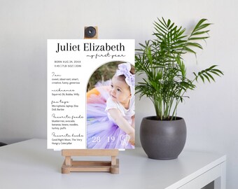 Baby's First Year Milestone Board Template, Editable Photo Sign (Digital Download)