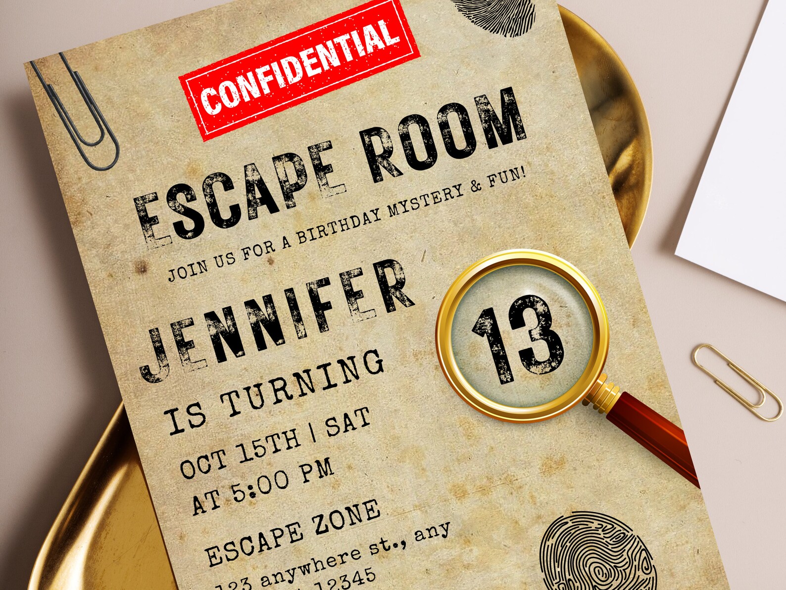 Invitation Room Escape Room Birthday Invitation Template, Editable Mystery Party (PDF ...