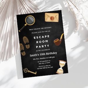 Escape Room Birthday Invitation Template, Editable Escape Room Party Invite, Escape Room Party For Girls And Boys, Mystery Birthday Party