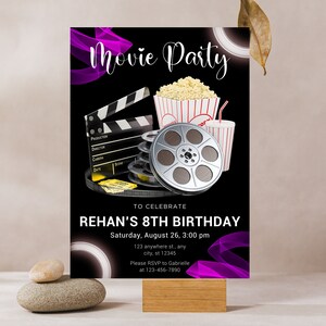 Editable Movie Night Birthday Invitation Template (Digital Download)