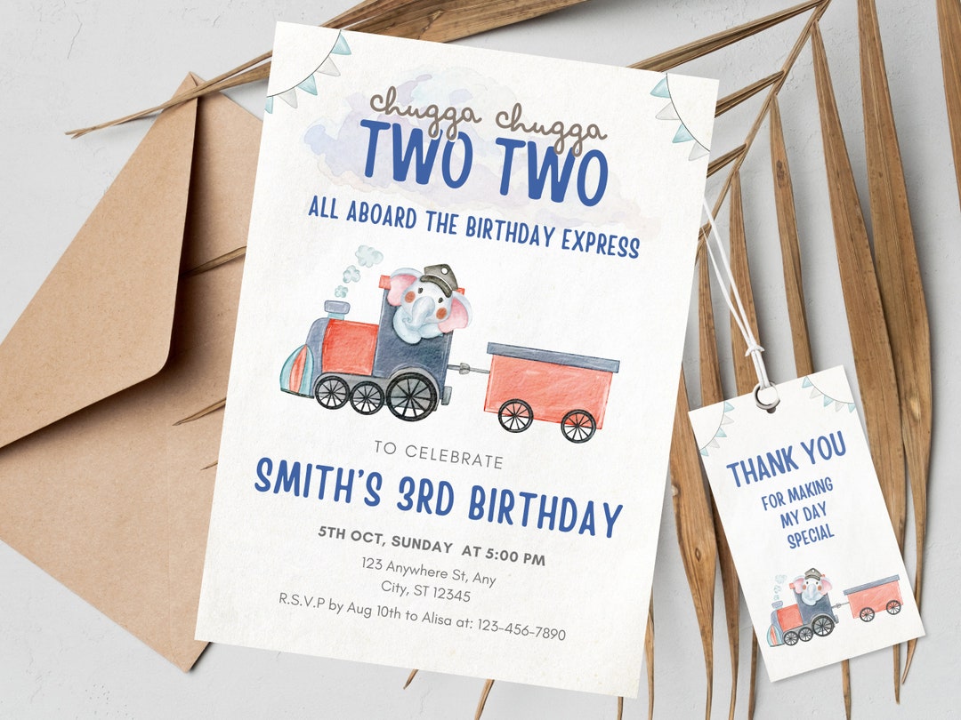 Editable Train Birthday Invitation Template, Train Second Birthday ...