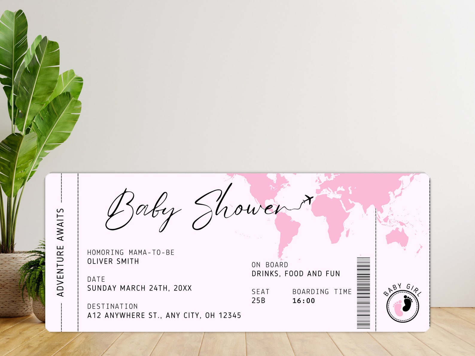 Editable Boarding Pass Canva Template, Printable Airline Ticket