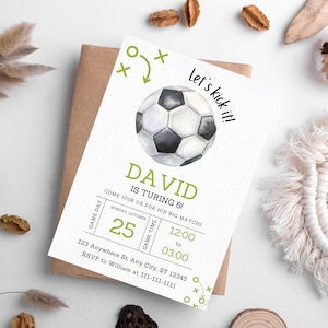 Bearbeitbare Fußball-Geburtstagseinladungskartenvorlage, Fußball-Einladung Fußballeinladungskartenvorlage, Digitale Kinderparty einladen, 5x7
