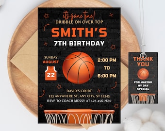 Basketball Birthday Invitation Template Printable, Basketball Birthday Invitation Editable, Boys Birthday Invitation, Corj Template