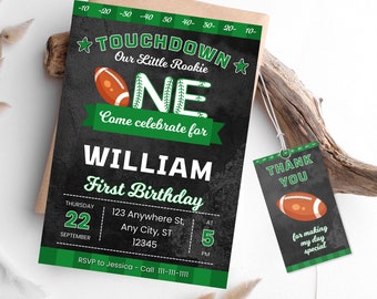 Editable Football First Birthday Invitation, Sports Party Invite (Digital Download)